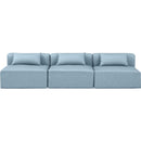 Manufacturer Color_Light Blue -- Cube 108" Light Blue Vegan Leather Upholstered 3 pc Armless Modular Sofa IMAGE 4