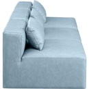  Manufacturer Color_Light Blue -- Cube 108" Light Blue Vegan Leather Upholstered 3 pc Armless Modular Sofa IMAGE 5