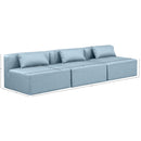  Manufacturer Color_Light Blue -- Cube 108" Light Blue Vegan Leather Upholstered 3 pc Armless Modular Sofa IMAGE 8