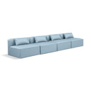  Manufacturer Color_Light Blue -- Cube 144" Light Blue Vegan Leather Upholstered 4 pc Armless Modular Sofa IMAGE 1