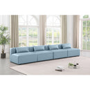  Manufacturer Color_Light Blue -- Cube 144" Light Blue Vegan Leather Upholstered 4 pc Armless Modular Sofa IMAGE 2