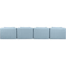  Manufacturer Color_Light Blue -- Cube 144" Light Blue Vegan Leather Upholstered 4 pc Armless Modular Sofa IMAGE 3