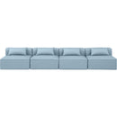  Manufacturer Color_Light Blue -- Cube 144" Light Blue Vegan Leather Upholstered 4 pc Armless Modular Sofa IMAGE 4