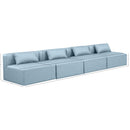  Manufacturer Color_Light Blue -- Cube 144" Light Blue Vegan Leather Upholstered 4 pc Armless Modular Sofa IMAGE 8