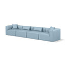  Manufacturer Color_Light Blue -- Cube 144" Light Blue Vegan Leather Upholstered 4 pc Modular Sofa IMAGE 1