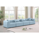  Manufacturer Color_Light Blue -- Cube 144" Light Blue Vegan Leather Upholstered 4 pc Modular Sofa IMAGE 2