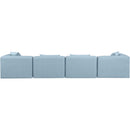  Manufacturer Color_Light Blue -- Cube 144" Light Blue Vegan Leather Upholstered 4 pc Modular Sofa IMAGE 3