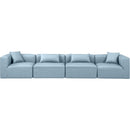  Manufacturer Color_Light Blue -- Cube 144" Light Blue Vegan Leather Upholstered 4 pc Modular Sofa IMAGE 4