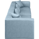  Manufacturer Color_Light Blue -- Cube 144" Light Blue Vegan Leather Upholstered 4 pc Modular Sofa IMAGE 5