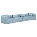  Manufacturer Color_Light Blue -- Cube 144" Light Blue Vegan Leather Upholstered 4 pc Modular Sofa IMAGE 9