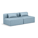  Manufacturer Color_Light Blue -- Cube 72" Light Blue Vegan Leather Upholstered 2 pc Armless Modular Loveseat IMAGE 1