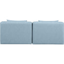  Manufacturer Color_Light Blue -- Cube 72" Light Blue Vegan Leather Upholstered 2 pc Armless Modular Loveseat IMAGE 3