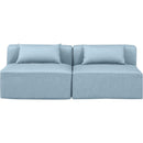 Manufacturer Color_Light Blue -- Cube 72" Light Blue Vegan Leather Upholstered 2 pc Armless Modular Loveseat IMAGE 4