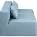  Manufacturer Color_Light Blue -- Cube 72" Light Blue Vegan Leather Upholstered 2 pc Armless Modular Loveseat IMAGE 5