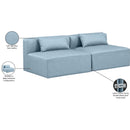  Manufacturer Color_Light Blue -- Cube 72" Light Blue Vegan Leather Upholstered 2 pc Armless Modular Loveseat IMAGE 8
