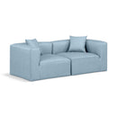  Manufacturer Color_Light Blue -- Cube 72" Light Blue Vegan Leather Upholstered 2 pc Modular Loveseat IMAGE 1