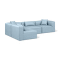  Manufacturer Color_Light Blue -- Cube 108" Light Blue Vegan Leather Upholstered 4 pc Modular Sectional IMAGE 1