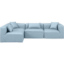  Manufacturer Color_Light Blue -- Cube 108" Light Blue Vegan Leather Upholstered 4 pc Modular Sectional IMAGE 4