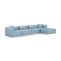  Manufacturer Color_Light Blue -- Cube 144" Light Blue Vegan Leather Upholstered 5 pc Modular Sectional IMAGE 1
