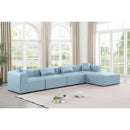  Manufacturer Color_Light Blue -- Cube 144" Light Blue Vegan Leather Upholstered 5 pc Modular Sectional IMAGE 2