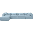  Manufacturer Color_Light Blue -- Cube 144" Light Blue Vegan Leather Upholstered 5 pc Modular Sectional IMAGE 4