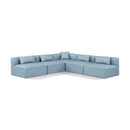  Manufacturer Color_Light Blue -- Cube 108" Light Blue Vegan Leather Upholstered 5 pc Modular Sectional IMAGE 1