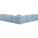  Manufacturer Color_Light Blue -- Cube 108" Light Blue Vegan Leather Upholstered 5 pc Modular Sectional IMAGE 3