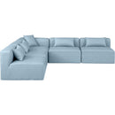  Manufacturer Color_Light Blue -- Cube 108" Light Blue Vegan Leather Upholstered 5 pc Modular Sectional IMAGE 4