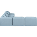  Manufacturer Color_Light Blue -- Cube 108" Light Blue Vegan Leather Upholstered 5 pc Modular Sectional IMAGE 5
