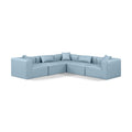  Manufacturer Color_Light Blue -- Cube 108" Light Blue Vegan Leather Upholstered 5 pc Modular Sectional IMAGE 1