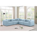 Manufacturer Color_Light Blue -- Cube 108" Light Blue Vegan Leather Upholstered 5 pc Modular Sectional IMAGE 2