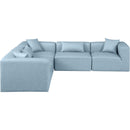  Manufacturer Color_Light Blue -- Cube 108" Light Blue Vegan Leather Upholstered 5 pc Modular Sectional IMAGE 4