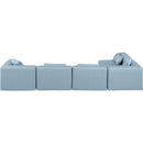  Manufacturer Color_Light Blue -- Cube 144" Light Blue Vegan Leather Upholstered 5 pc Modular Sectional IMAGE 3