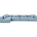  Manufacturer Color_Light Blue -- Cube 144" Light Blue Vegan Leather Upholstered 5 pc Modular Sectional IMAGE 4