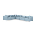  Manufacturer Color_Light Blue -- Cube 144" Light Blue Vegan Leather Upholstered 6 pc Modular Sectional IMAGE 1
