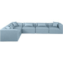  Manufacturer Color_Light Blue -- Cube 144" Light Blue Vegan Leather Upholstered 6 pc Modular Sectional IMAGE 3
