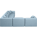  Manufacturer Color_Light Blue -- Cube 144" Light Blue Vegan Leather Upholstered 6 pc Modular Sectional IMAGE 4