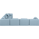  Manufacturer Color_Light Blue -- Cube 144" Light Blue Vegan Leather Upholstered 6 pc Modular Sectional IMAGE 5