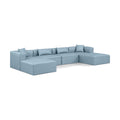  Manufacturer Color_Light Blue -- Cube 144" Light Blue Vegan Leather Upholstered 6 pc Modular Sectional IMAGE 1
