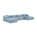  Manufacturer Color_Light Blue -- Cube 144" Light Blue Vegan Leather Upholstered 6 pc Modular Sectional IMAGE 1