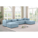  Manufacturer Color_Light Blue -- Cube 144" Light Blue Vegan Leather Upholstered 6 pc Modular Sectional IMAGE 2