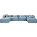  Manufacturer Color_Light Blue -- Cube 144" Light Blue Vegan Leather Upholstered 6 pc Modular Sectional IMAGE 4