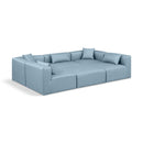  Manufacturer Color_Light Blue -- Cube 108" Light Blue Vegan Leather Upholstered 6 pc Modular Sectional IMAGE 1