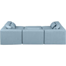  Manufacturer Color_Light Blue -- Cube 108" Light Blue Vegan Leather Upholstered 6 pc Modular Sectional IMAGE 3