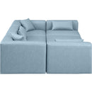  Manufacturer Color_Light Blue -- Cube 108" Light Blue Vegan Leather Upholstered 6 pc Modular Sectional IMAGE 5