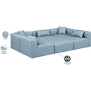  Manufacturer Color_Light Blue -- Cube 108" Light Blue Vegan Leather Upholstered 6 pc Modular Sectional IMAGE 9