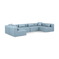  Manufacturer Color_Light Blue -- Cube 144" Light Blue Vegan Leather Upholstered 6 pc Modular Sectional IMAGE 1