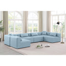  Manufacturer Color_Light Blue -- Cube 144" Light Blue Vegan Leather Upholstered 6 pc Modular Sectional IMAGE 2