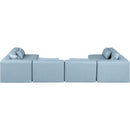  Manufacturer Color_Light Blue -- Cube 144" Light Blue Vegan Leather Upholstered 6 pc Modular Sectional IMAGE 3