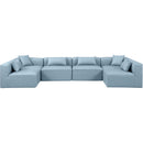  Manufacturer Color_Light Blue -- Cube 144" Light Blue Vegan Leather Upholstered 6 pc Modular Sectional IMAGE 4